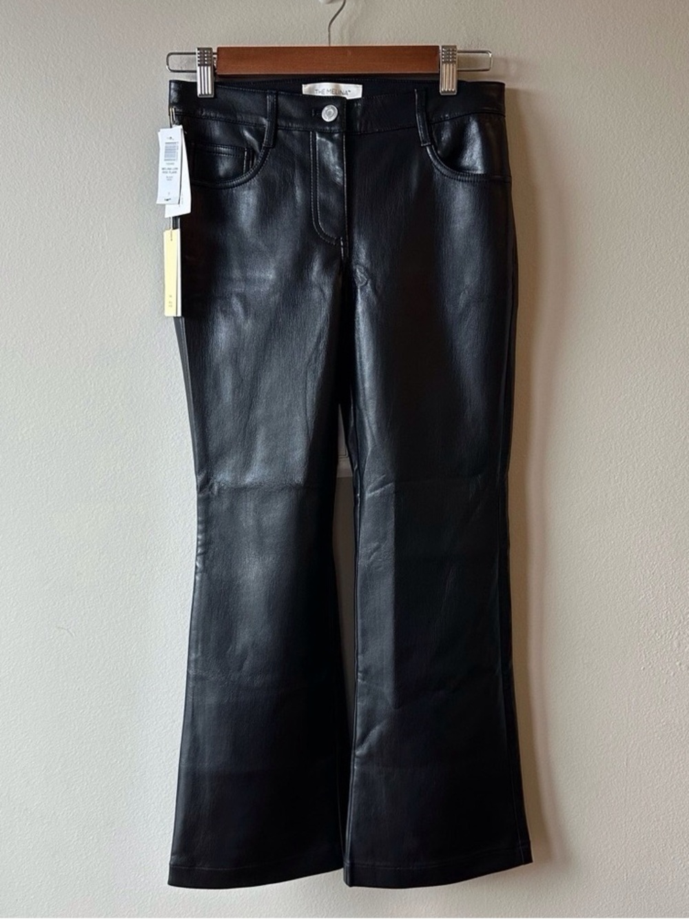 Vince Black Faux Leather Boot-Cut Pants